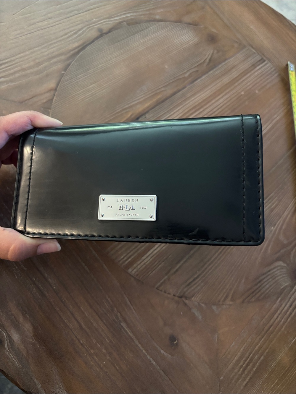 Ralph Lauren Vintage, Classic Black Glossy Patent Leather Wallet. EUC! - Picture 2 of 11